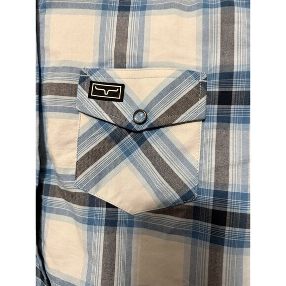 Kimes Ranch Shirt Snap Front Plaid Blue Women's Large - Picture 2 of 8